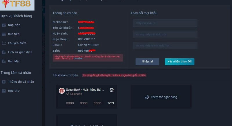 Nhà cái TF88 hướng dẫn chi tiết rút tiền cho các bạn.